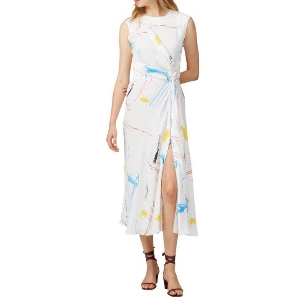 Cedric Charlier Abstract Fantasy Print Hourglass Dress (12 US) MSRP $1495‎